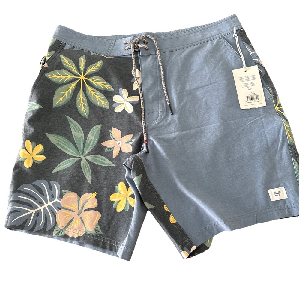 Katin Cruz Hybrid Trunk Mens 31 new 8in Hawaiian Tropical Surf Surfing Unlined
